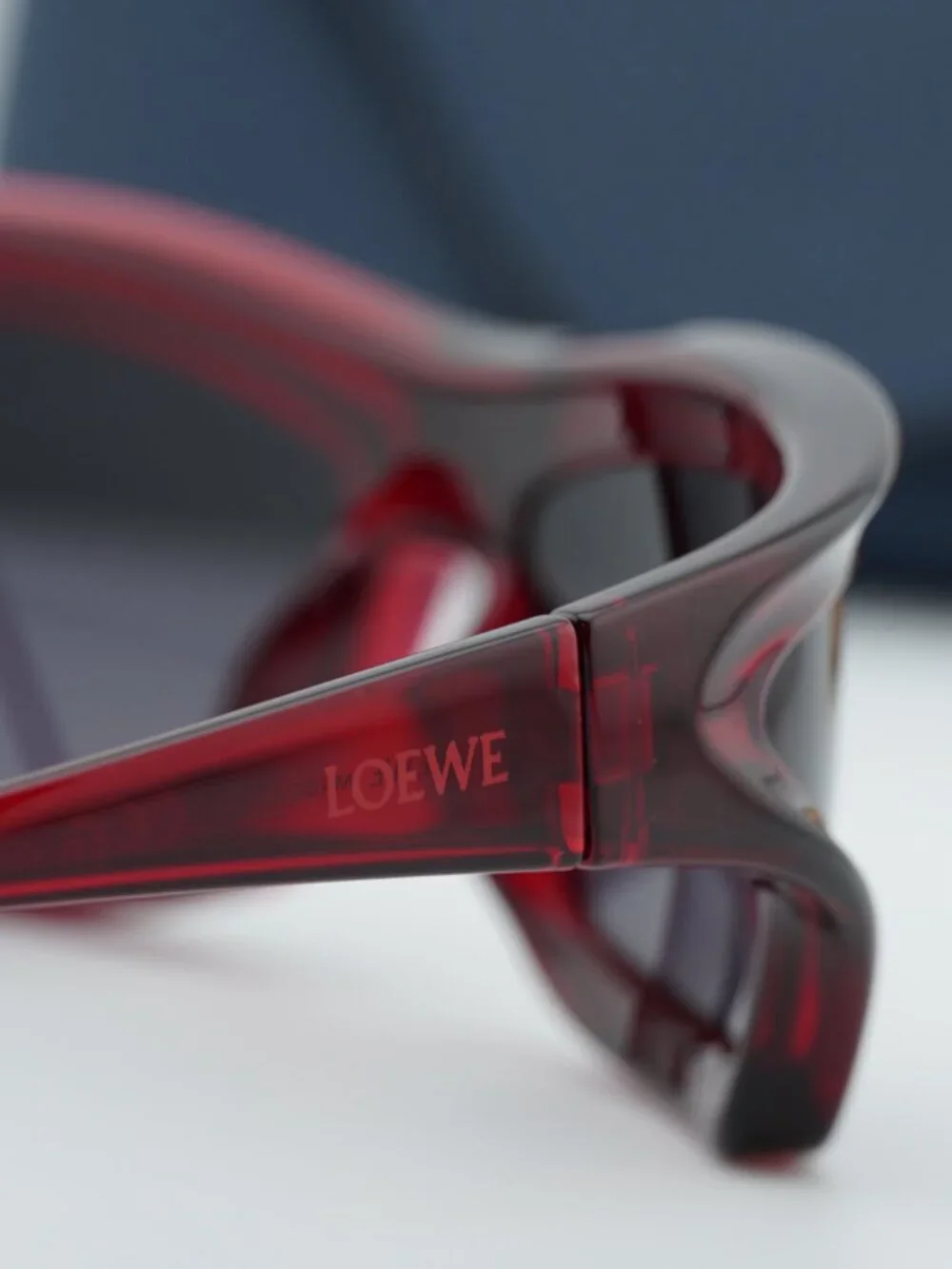Loewe LW40143U 66A Rectangle Sunglasses - Shiny Red / Grey